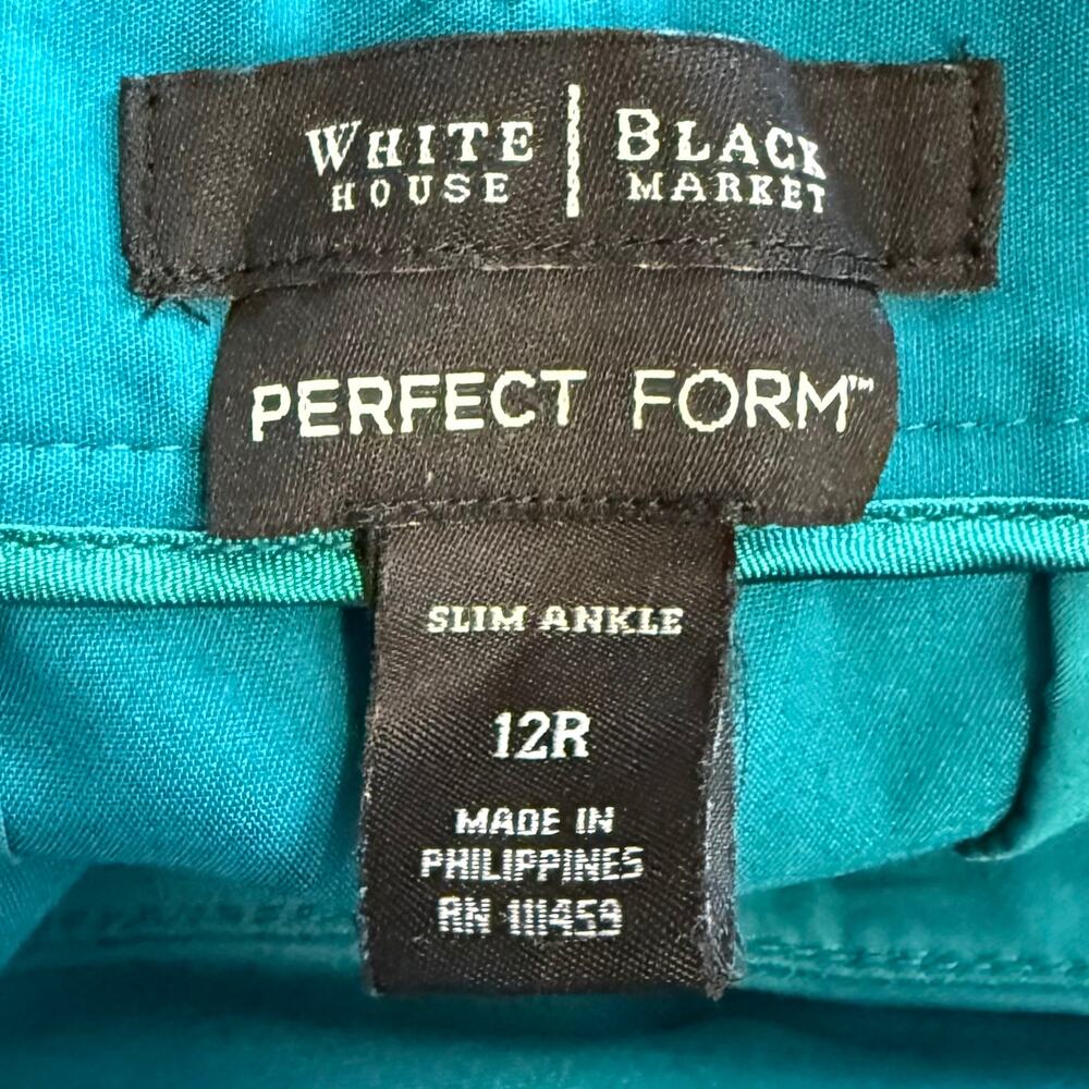 White House Black Market Teal Perfect Form Slim Ankle Dress Pants 12 - Picture 3 of 5